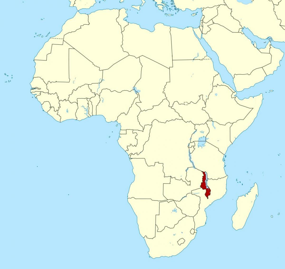 карта Малаві размяшчэнне на карце Афрыкі
