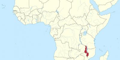 Карта Афрыкі, паказваючы Малаві