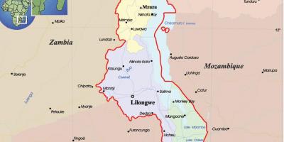 Карта Малаві палітычных