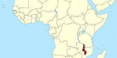 Карта Малаві размяшчэнне на карце Афрыкі