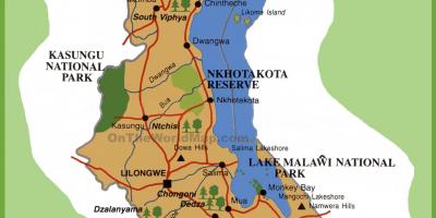 Карта Малаві і навакольных краін