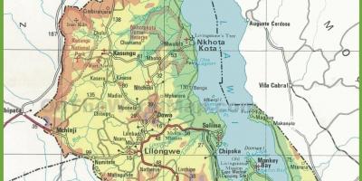 Карта фізічная карта Малаві